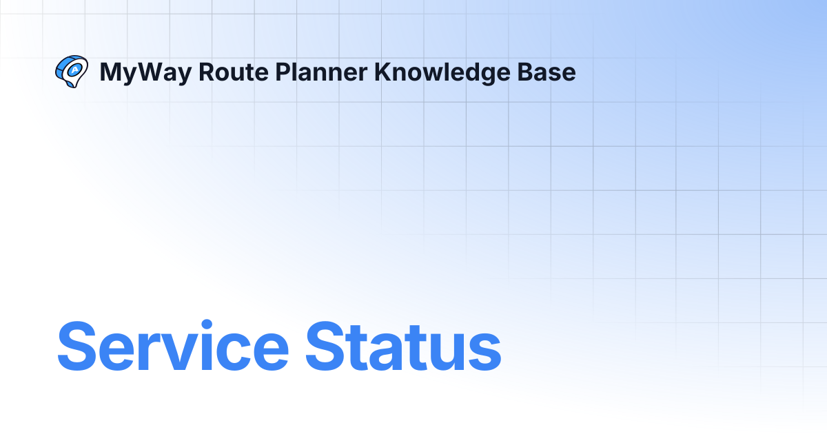 Service status myway route planner knowledge base